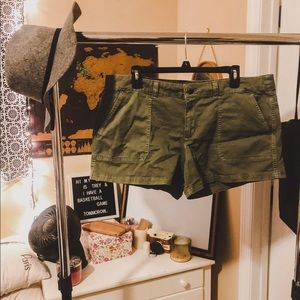Camo Green Cargo Shorts for Women
